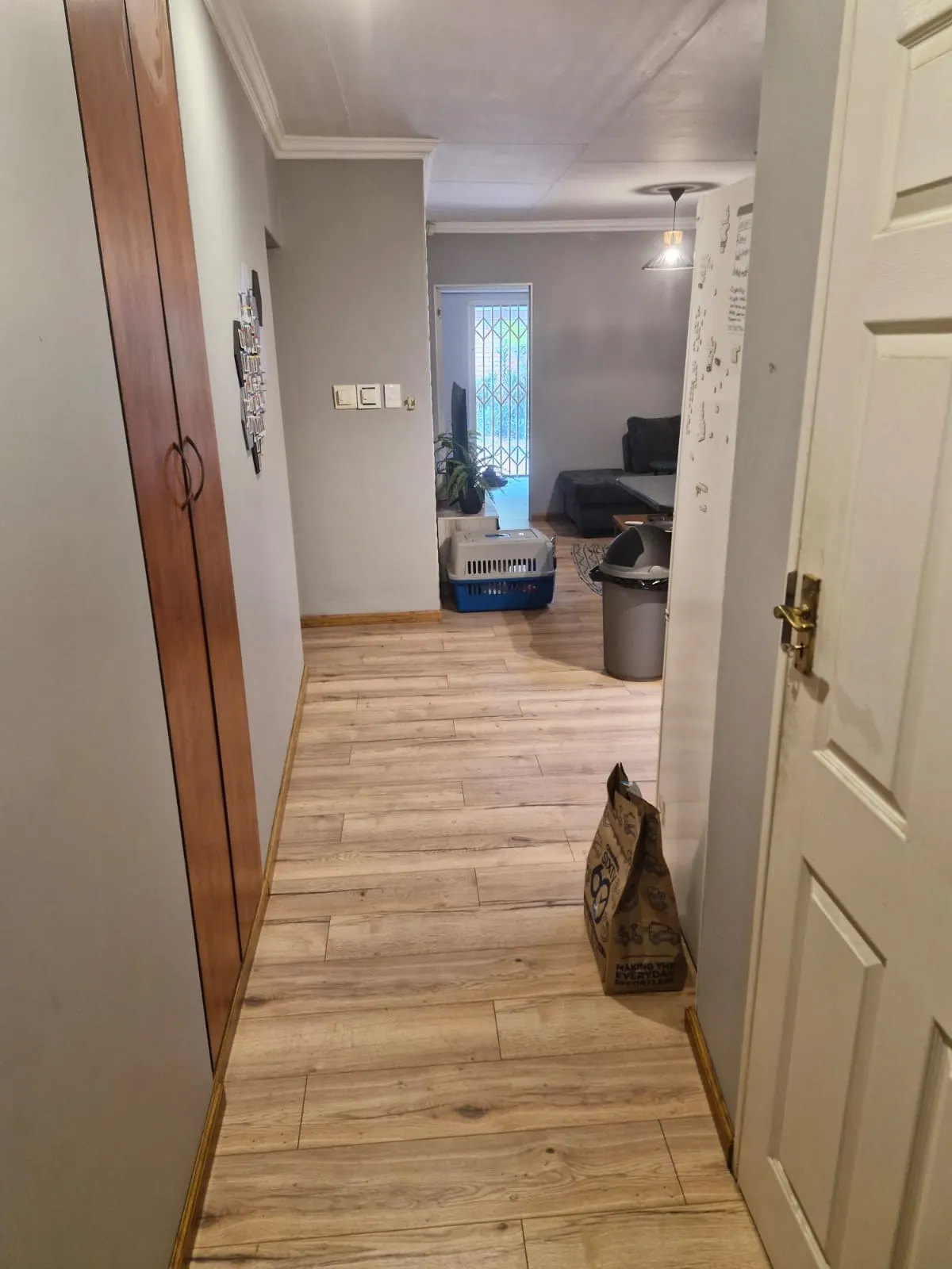 Hallway with new laminate flooring